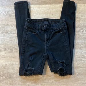 Black Distressed American Eagle Skinny Jeans